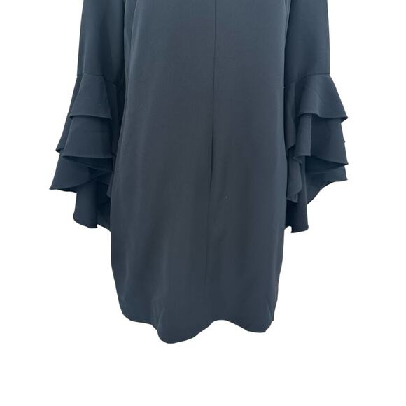 Milly Nicole Dress Mini Sheath 3/4 Length Bell Sleeves V-Neckline Blue Size 8 - Picture 3 of 12